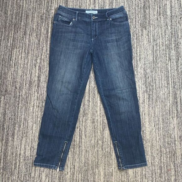 Chico’s Platinum Denim Women’s Size 0.5 U.S. 6 Blue Straight Leg Ankle Zip Jeans - Picture 1 of 8